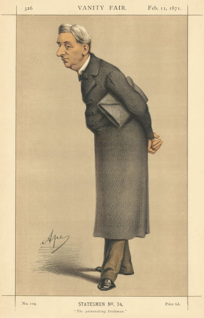 VANITY FAIR SPY CARTOON William Monsell 'The painstaking Irishman' 1871 print